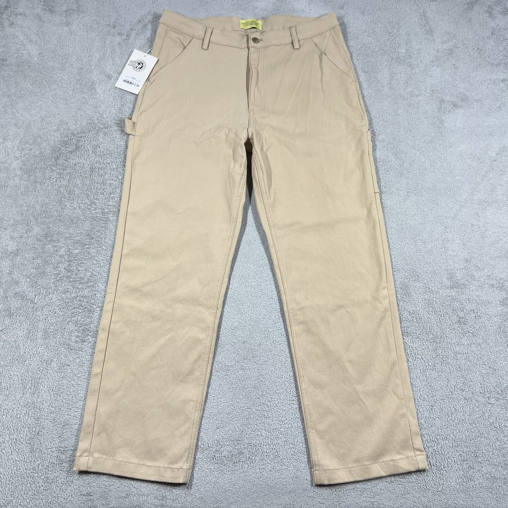 Duvin Carpenter Pants Mens 34 Khaki Loose Anti-Workwear Straight Leg